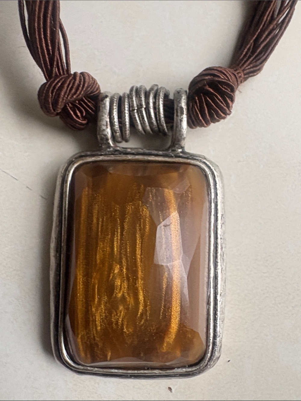 Coldwater Creek Brown Glass Pendant Multi-Strand Necklace with Silver Accent - Picture 3 of 7